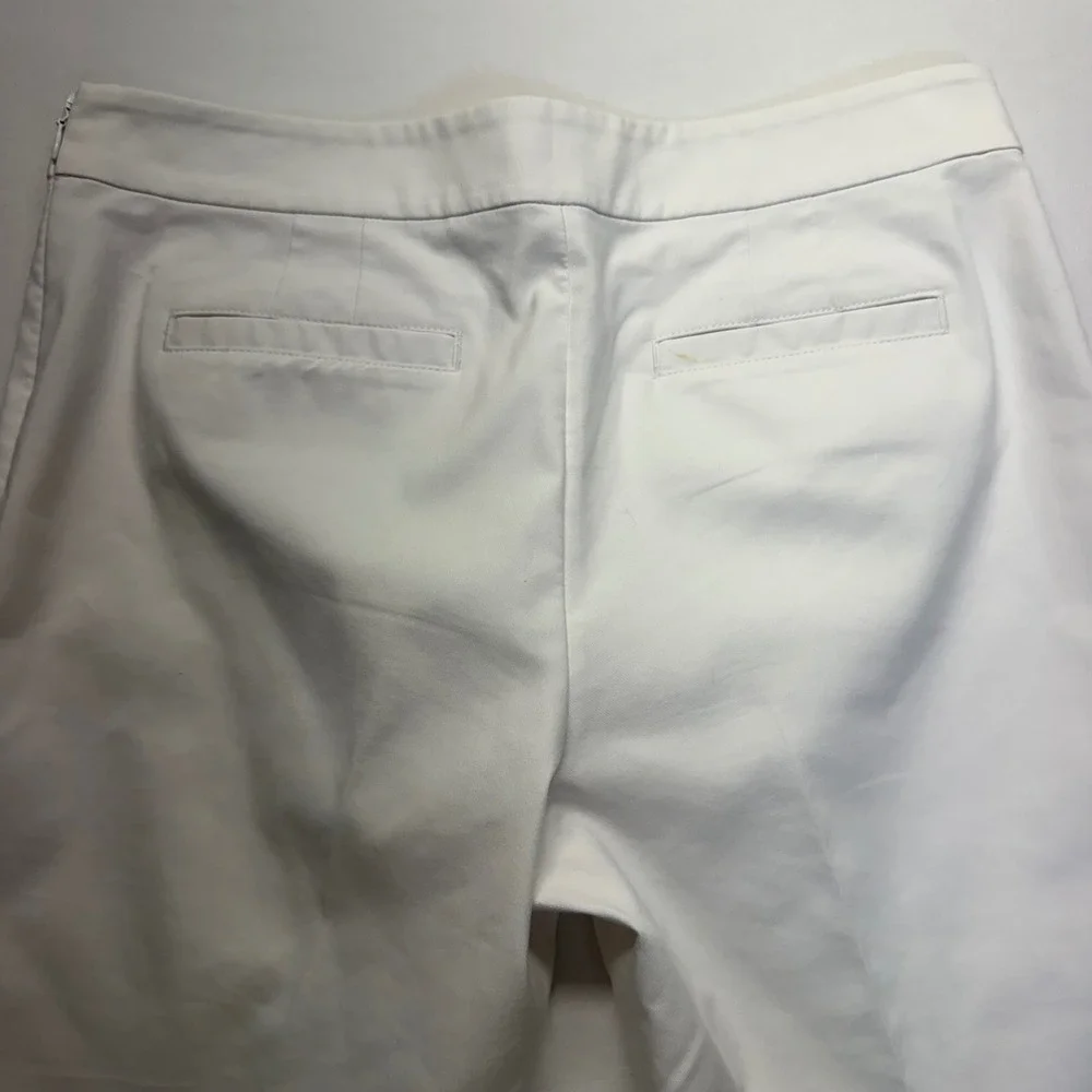 Tory Burch Callie Seamed Ankle Pants 6 White Stretch Cotton Slim Trousers